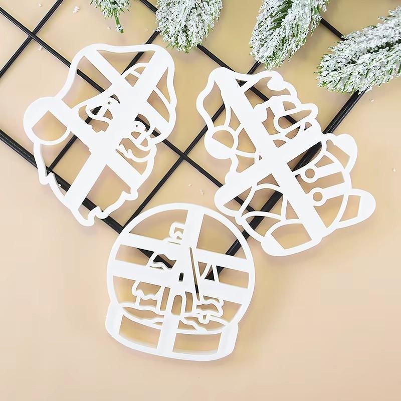 Holiday Christmas Cookie Embosser Cutter Mold Santa Claus Crystal Ball Fireplace Fondant Stamp Cake DecorTools Baking Supplies