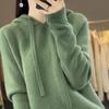 Новый осенний стиль шерстяной свитер с капюшоном обычный свитер женский кардиган