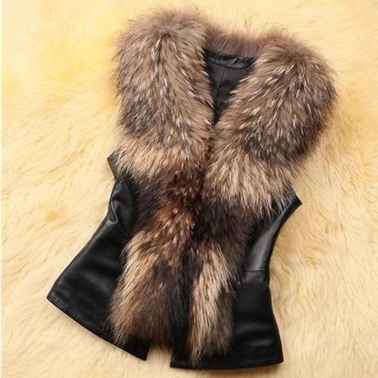 Женский жилет из искусственной кожи, без рукавов, с открытой передней частью, куртка мотоциклиста с воротником из искусственного меха, осенне-зимняя, теплая верхняя одежда