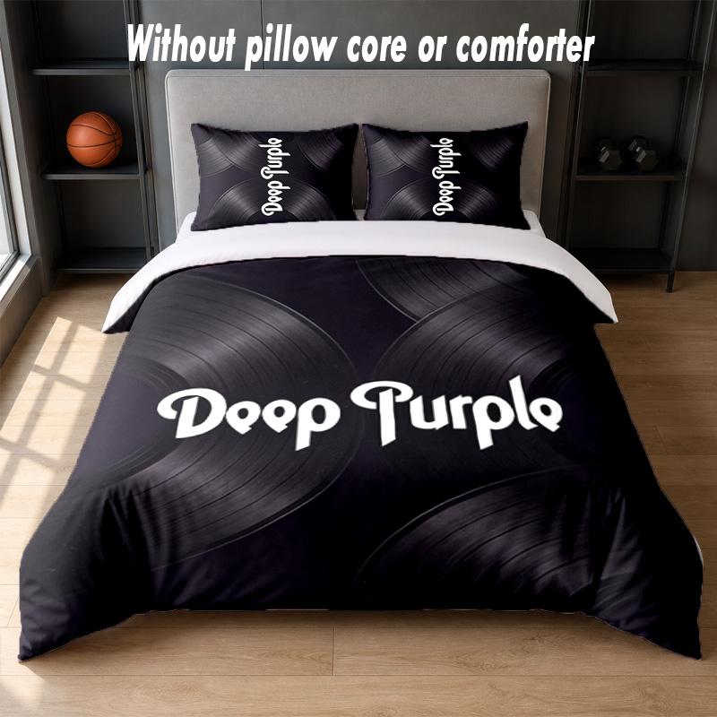 Deep Purple Design Bed Bedding Set 1 Duvet Cover + 2 Pillowcases Soft Breathable Household Bed Linens
