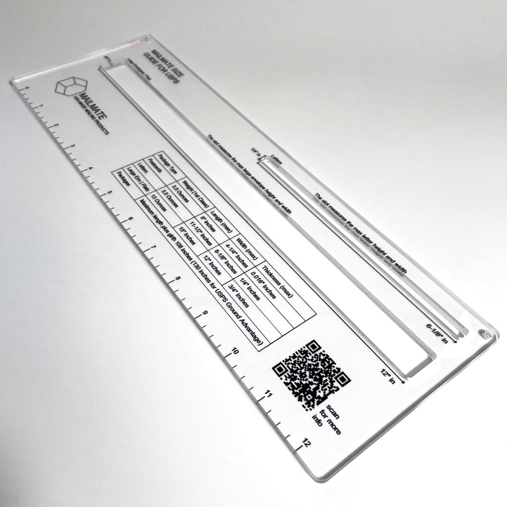 Mailmate Shipping Guide for USPS | Mail Sizer, Mail Measure, Slot Template, Letter & Envelope Size, Measuring Tool for USPS | Inc Ruler & Weights