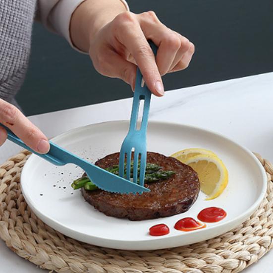 Портативный набор столовых приборов 3-в-1 с вилкой, ложкой, ножом, пищевой, многоразовый, для кемпинга на открытом воздухе, пикника, пеших походов