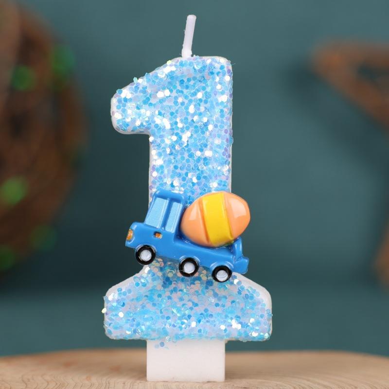 Тема инженерной техники Свеча с номером на день рождения Креативная вставка для украшения торта Свеча с номером ручной работы 0-9