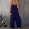 Новые женские модные комбинезоны без рукавов с карманами на бретелях и широкими штанинами, повседневные свободные брюки, комбинезоны больших размеров, длинные брюки
