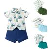 Summer Children Cartoon Cute Top Solid Color Shorts Two-piece Set