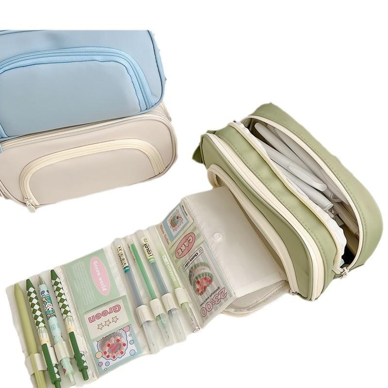 Пенал большой емкости для начальной школы, средней школы, для девочек, складной пенал для канцелярских принадлежностей, для мальчиков