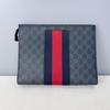 [Pre-Owned] Signature Logo Stripe Web Zipper Canvas Clutch - Excellent #1XDASM7