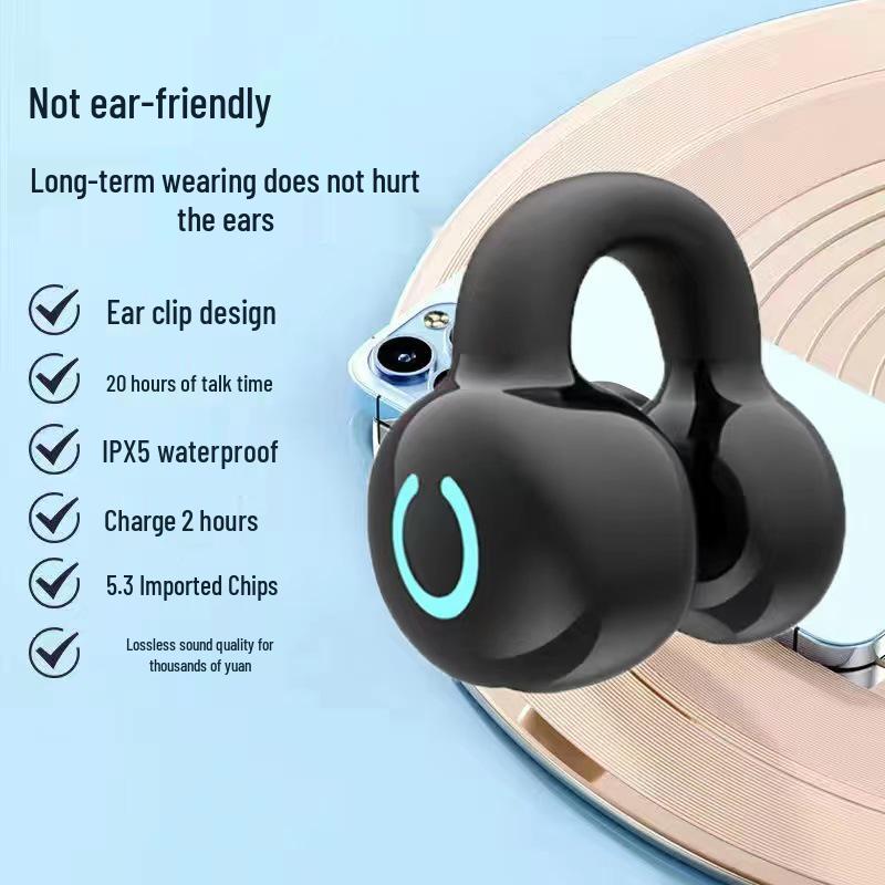 YX09 Ear Clip Wireless Gaming Earphones: Long Battery Life, Ultra-Low Latency, Sports Compatibility.