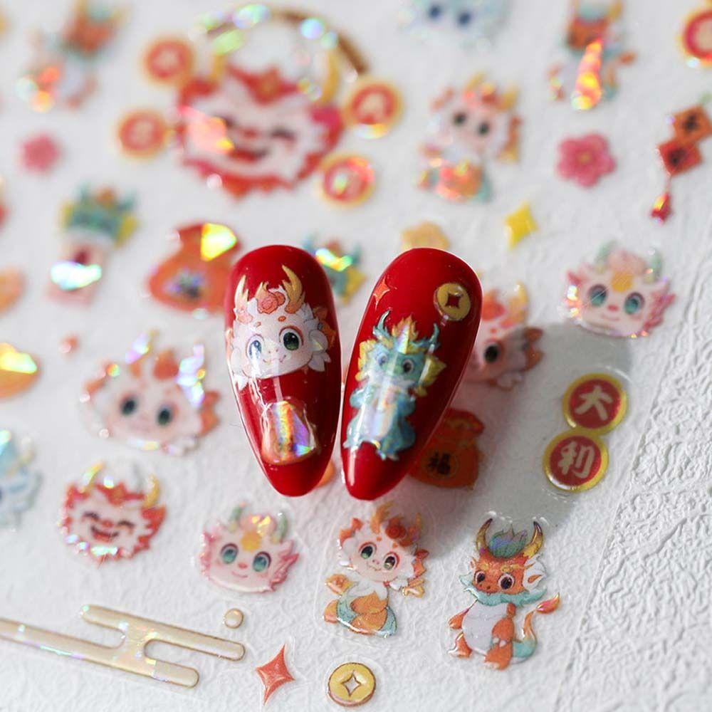 Nail Art Supplies Dragon Nail Stickers Manicure Ornaments Chinese Nail Decorations  Lady