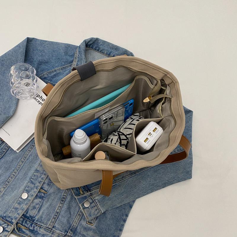 Женская минималистичная большая сумка-тоут - многосекционная наплечная сумка, новый летний холст для поездок на работу