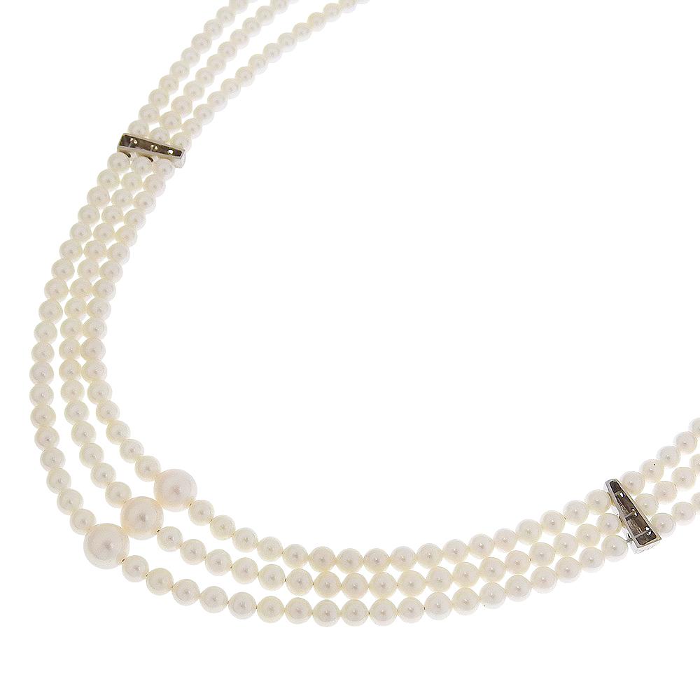 Жемчужное колье для девочки 3 бусины 14 белое золото/Жемчуг 20,1 г Женское Б/У