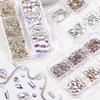 6 Girds/Box Multi-Shape Nail Art Rhinestone Mix  3D Crystal Glass Nail Bulk Flat Bottom Diamond AB Manicure Decoration