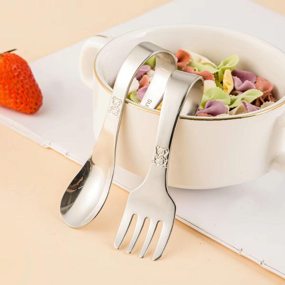 with Storage Box Cute Training Spoon Fork Stainless Steel Toddler Training Utensils  Kitchen