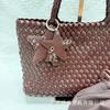 New Niche Design Handmade Champagne Woven Bag Large Capacity Commuter Shoulder Bag Women