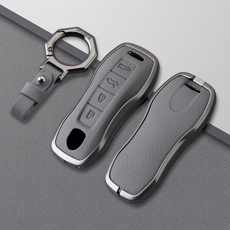 Car Smart Key Case Cover for Porsche New Cayenne Panamera 911 992 Taycan Metal Leather Protect Shell Interior Accessories