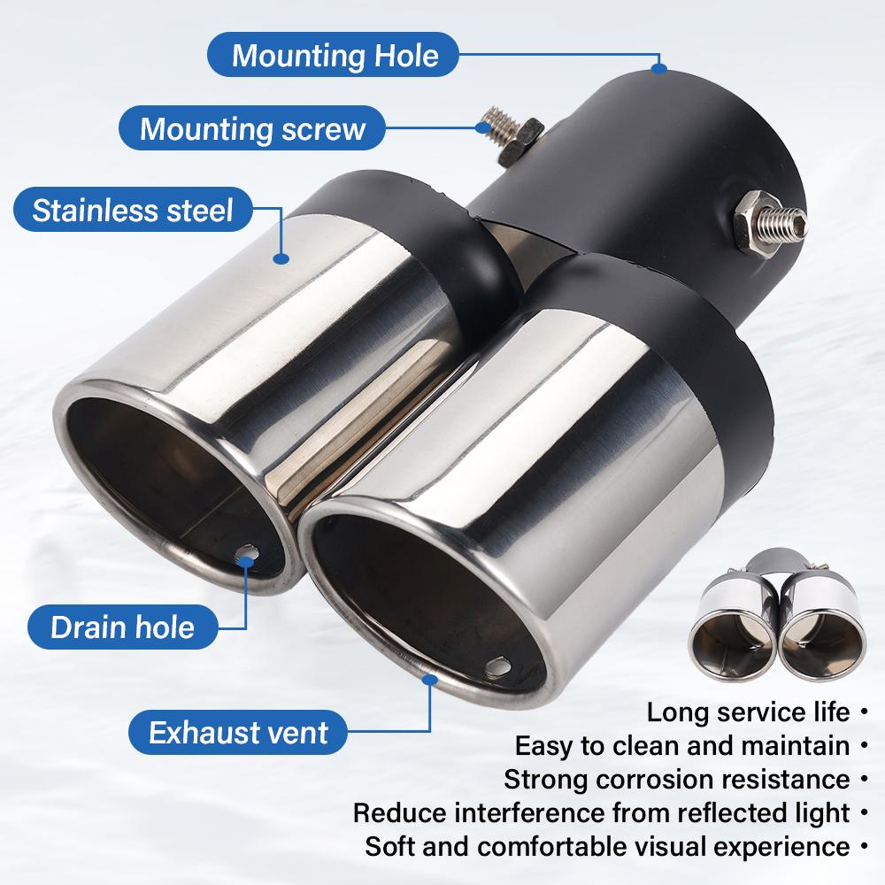Универсальный автомобильный глушитель, выхлопная труба, патрубок глушителя, наконечник глушителя из нержавеющей стали, хромированная круглая труба, выхлопной патрубок.