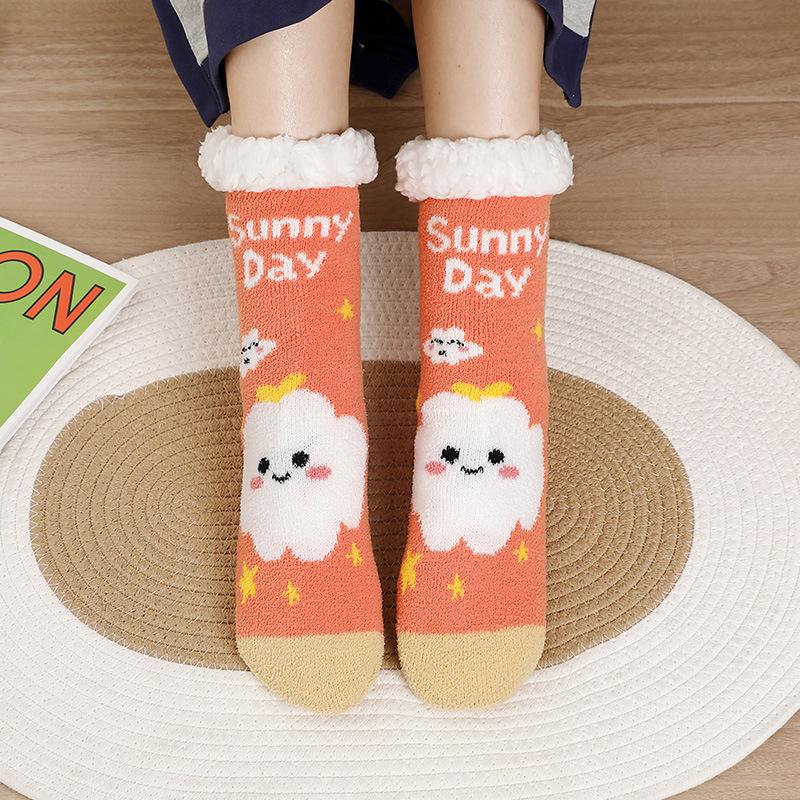 Толстые и фланелевые, носки для мужчин, теплые носки, противоскользящие чехлы для пола и защиты ног, женские носки