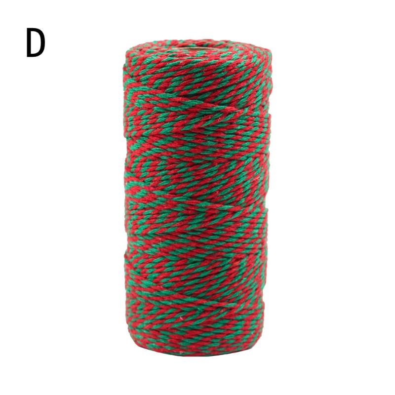 100 м х 2 мм хлопковые шнуры красный зеленый белый смешанный цвет бирка веревка шпагат нить DIY подарочная упаковочная лента рождественское украшение