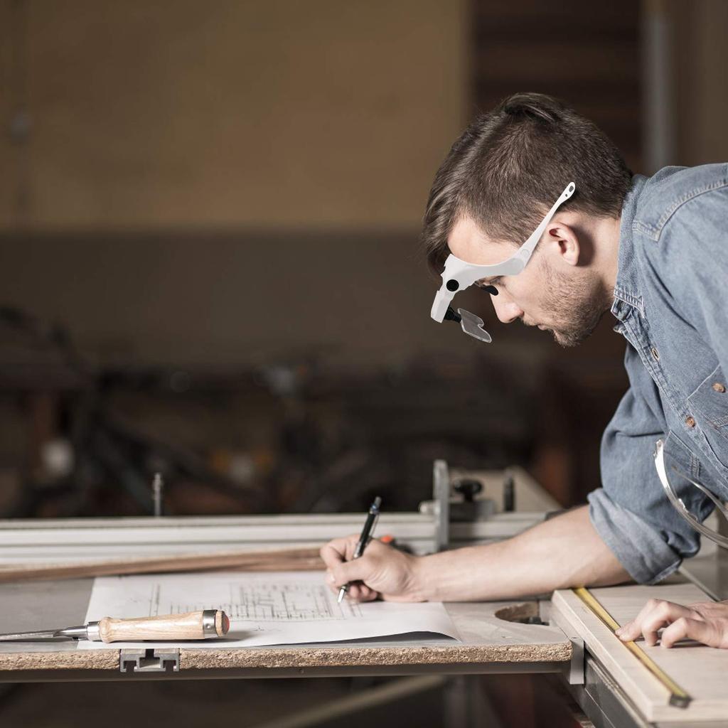 LEDGLE Head USB with LED 5 Lenses Magnifying Glass with Elastic Perfect for Jewelry and Precision Work Magnifier, Eyeglasses-Style Magnifier,