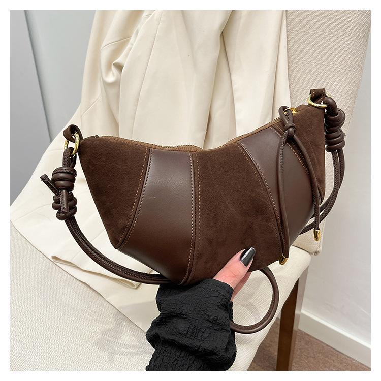 Ретро Матовая Женская Сумка Кроссбоди Круассан - Новая Мода 2025 Повседневная Нишевая Сумка на Плечо