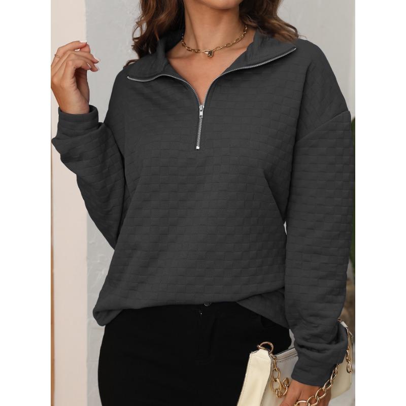 Women's Fashion Casual Fall Winter Solid Color Print Long Sleeve V-Neck Pullovers & Long Sleeves