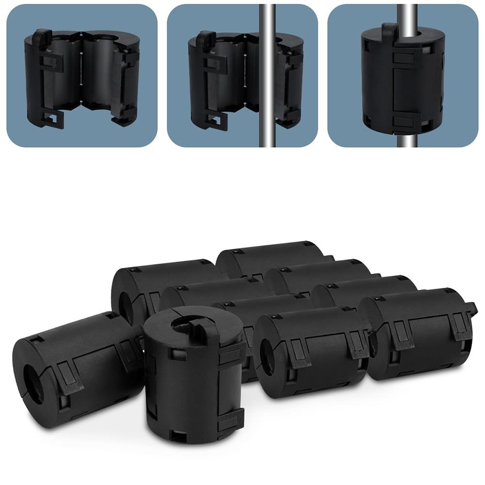 10PCS Ferrite Ring Black Clip-On Ferrite Ring Noise Suppressor Cable Clamp 13mm Ferrite Core Cord Ring Noise Filter Wire Cables