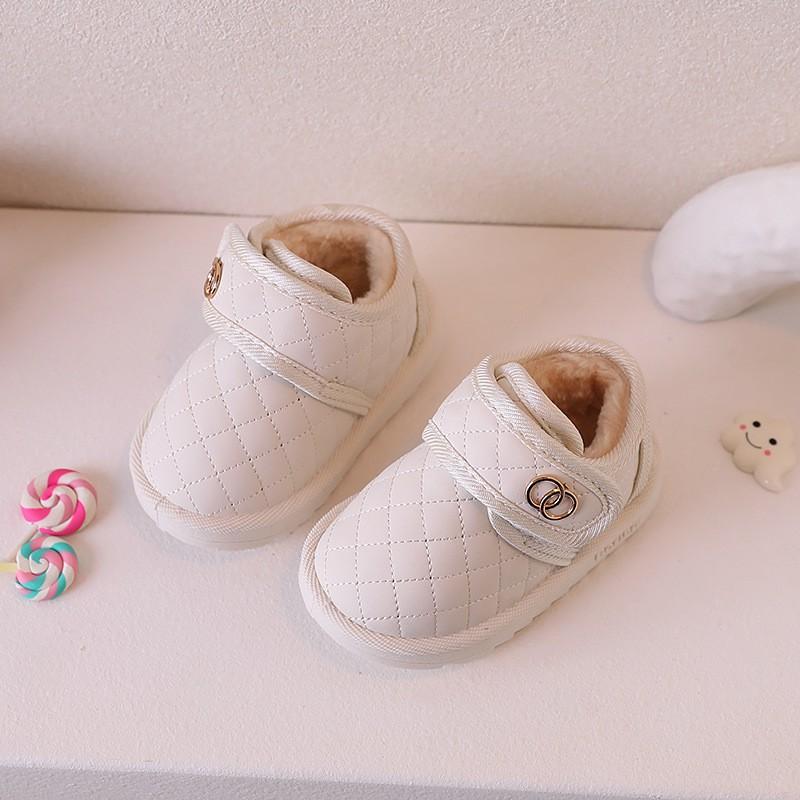 Toddler Warm Faux Leather Snow Boots Girls Boys Winter Thick Lined Ankle Booties 1-6 Years Old