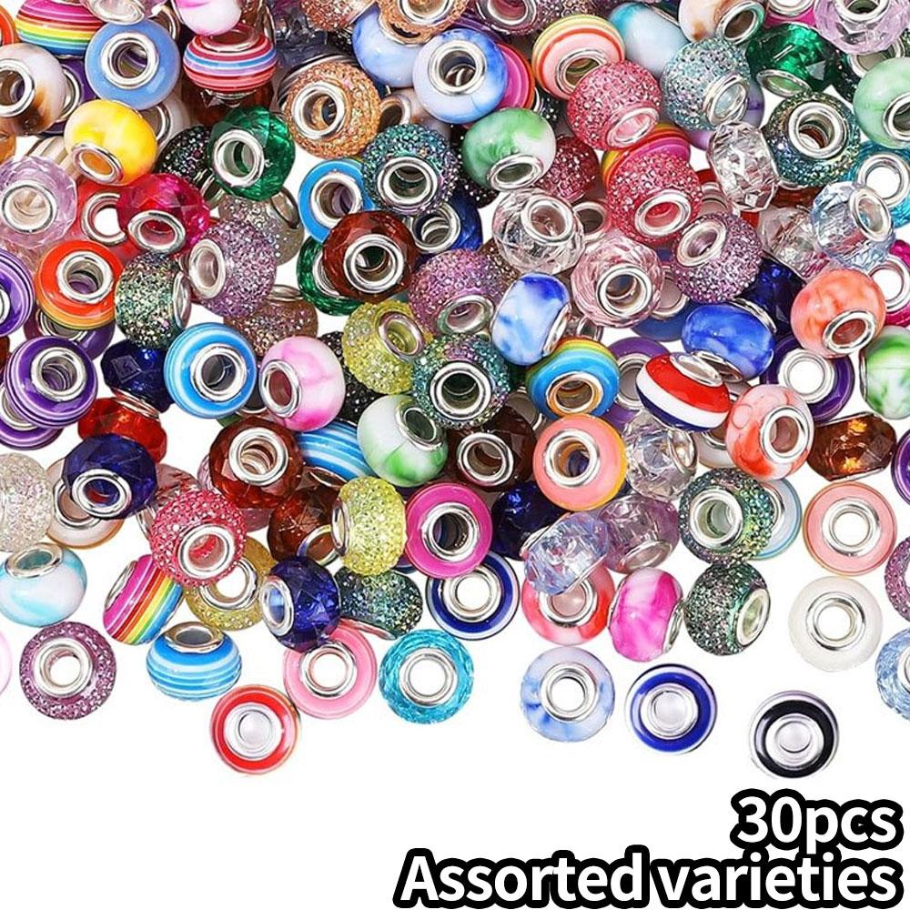 10/30/60 шт., смоляной материал, случайный стиль, большое отверстие, бусина, многоцветная, модная, декоративная бусина, сделай сам, браслет, ожерелье, брелок, производство ювелирных изделий