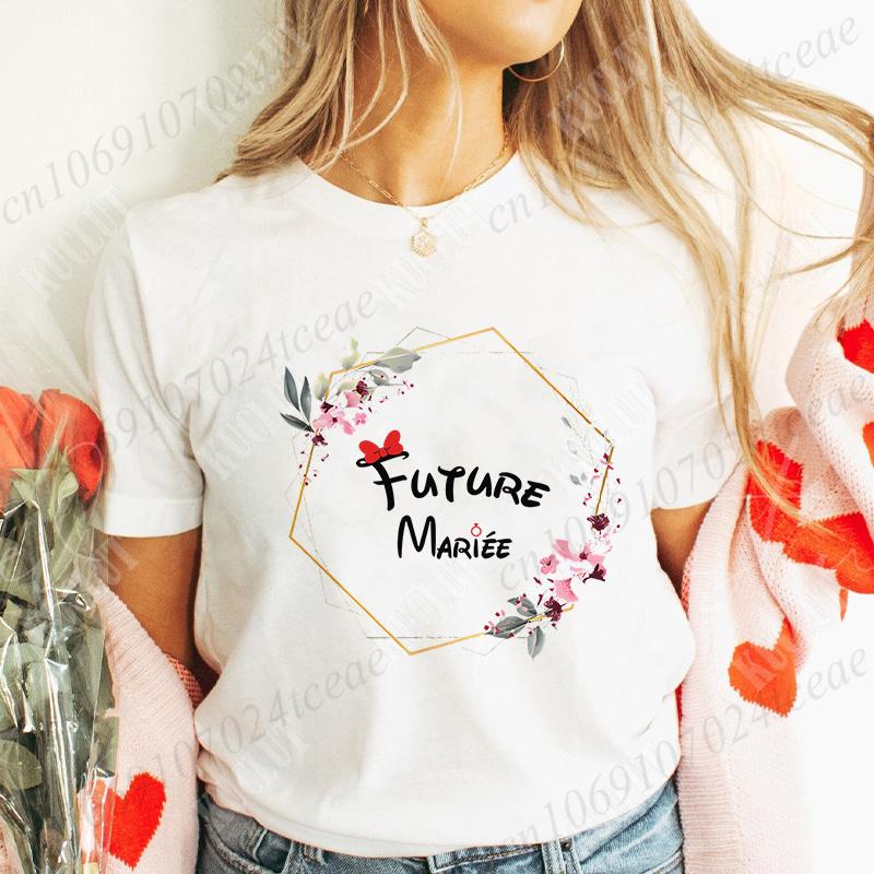 EVJF Future Bride Tshirt French Bridal Wedding Team Bride Tops Unisex Bachelorette Hen Party Tshirt Floral Bridesmaid Tees