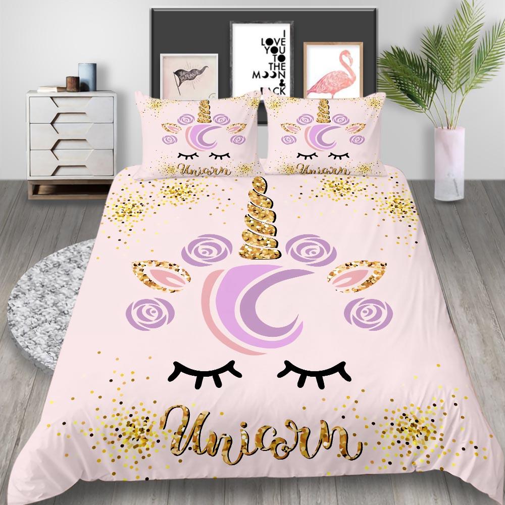 2023 Новый стиль, комплект постельного белья с узором единорога, мягкий домашний текстиль, постельное белье, костюм с наволочкой, пододеяльники для мальчиков и мужчин, одеяла для девочек, костюм
