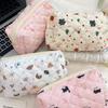 Fresh Quilted Girls' Cosmetic Bag: Large Capacity, Cute Storage, Zippered Pencil Case