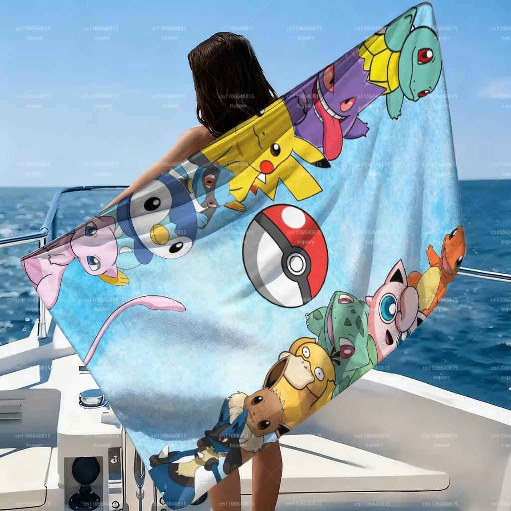 Pokemon All-Star Group Beach Towel, Premium Microfiber Absorbent Quick Dry,Oversized Sand Free for Beach Pool Travel, Bath Towel