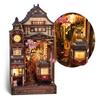 FUNPOLA Деревянная 3D-пазл Книжная полка-диорама Расслабляющая весенняя вишня DIY Миниатюрный кукольный домик со светодиодной книжной полкой Набор для сборки для начинающих и