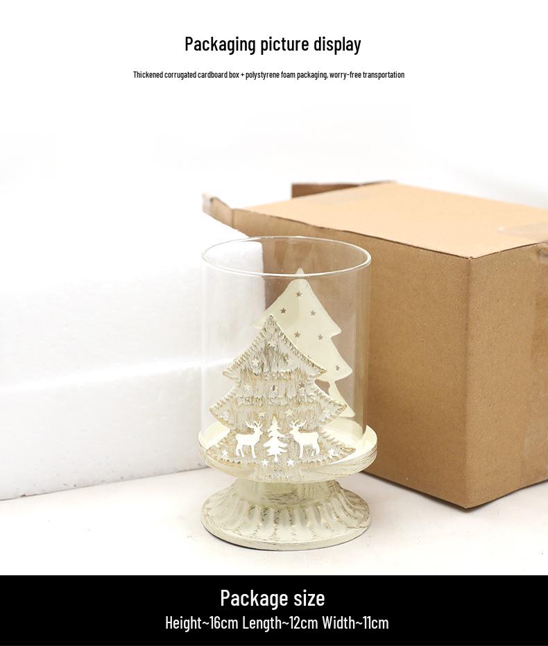 Retro Country Reindeer Christmas Tree Glass Candlestick Ornament