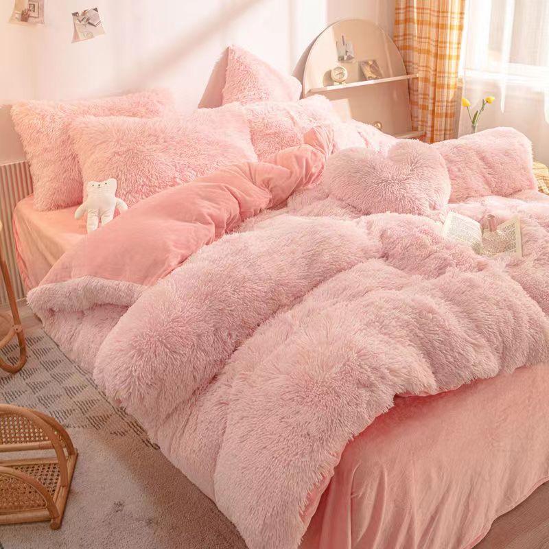 Размер King Size/Queen Size/Twin Size Зимняя юбка-кровать Пододеяльник Наволочка Комплект из четырех предметов Утолщение Теплая спальня Простое постельное белье Высококачественное зимнее белье