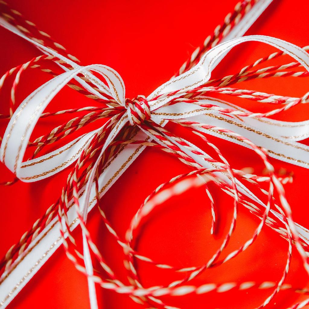 100м/328 футов Красно-белая хлопковая веревка Бечевка пекаря Хлопковая нить для домашнего декора Ручная работа DIY Упаковка рождественских подарков
