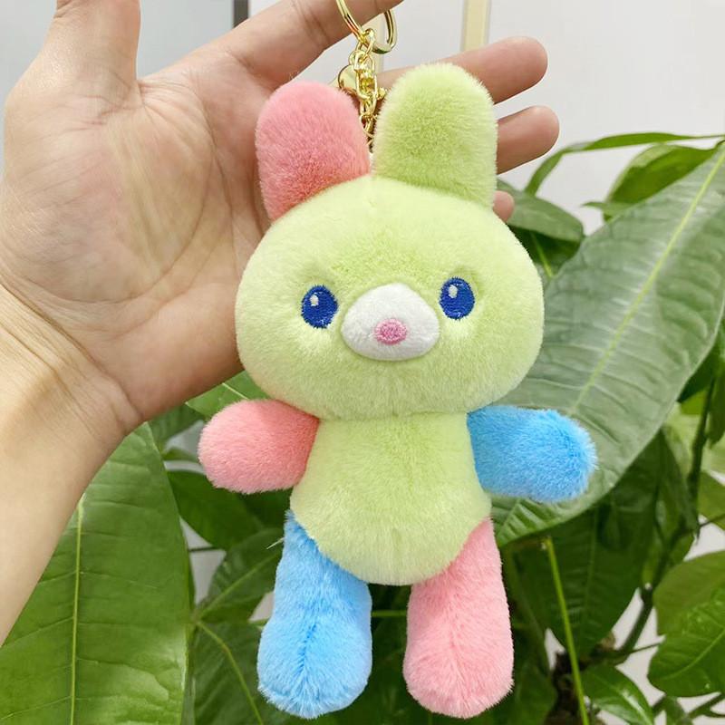 Cute Cartoon Animal Plush Keychain Figures Featuring Colorful Bears And Dogs