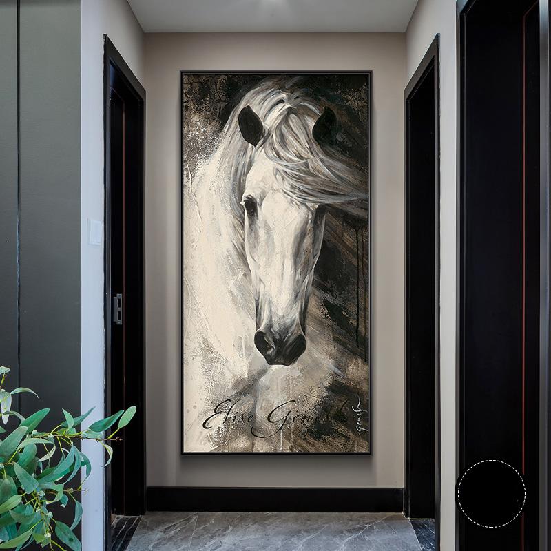 Abstarct White Horse Canvas Painting Wall Art Retro Animal Horses Posters and Prints for Porch Living Room Wall Decor Cuadros