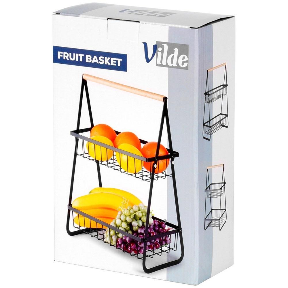 Black metal fruit basket, 2-tier