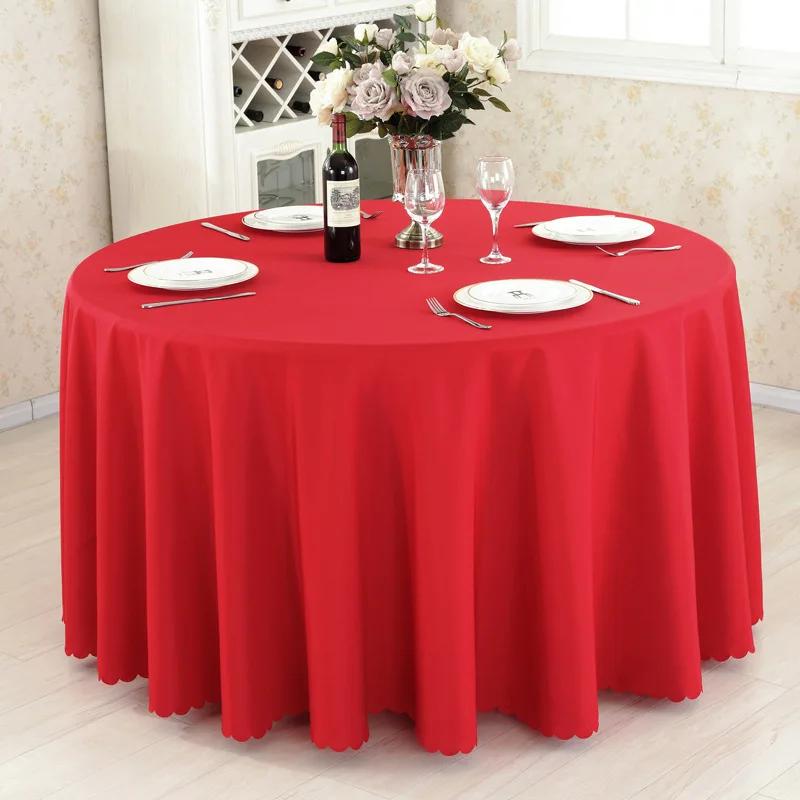 White Round Polyester Tablecloth for Hotel Wedding Banquet Party Home Decor Round Table Cover