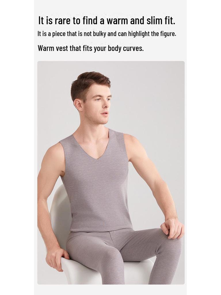 Бесшовный мужской антибактериальный бархатный теплый жилет класса А