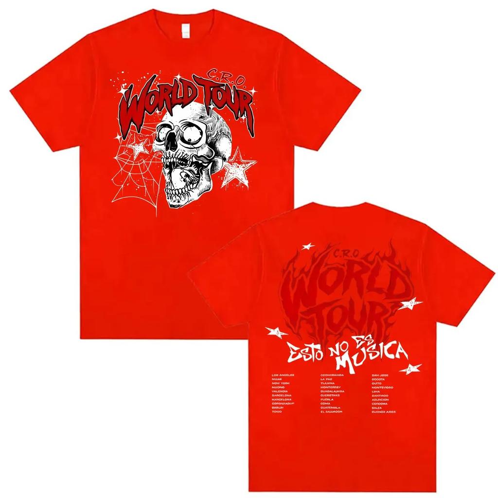 2026 Rapper C.R.O Album World Tour Print T Shirts Men Women Fashion Vintage T-shirts Oversized Cotton Short Sleeve T-shirt Streetwear