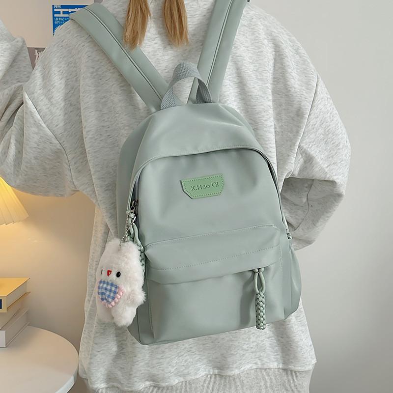 Solid Color Student Schoolbag Large Capacity Backpack Outdoor Leisure Bag Travel