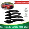 Для Hyundai Sonata 8 DN8 2022 2023 глянцевая черная внешняя крышка ручки двери накладка стайлинга автомобилей защитные аксессуары