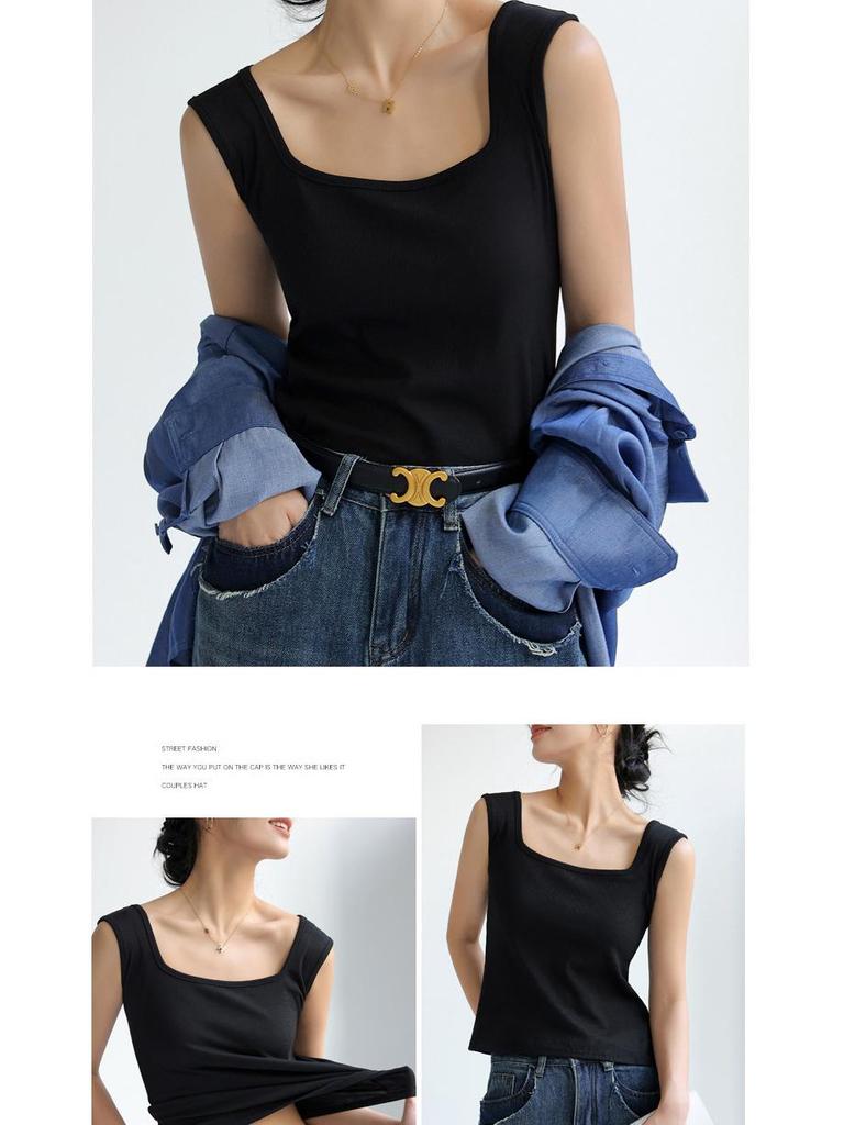 Женская летняя майка без рукавов с квадратным вырезом - Свободная, универсальная и легкая майка