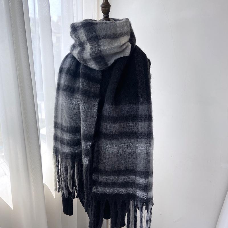 Роскошный шарф из искусственного флиса для женщин — уютная, толстая и теплая зимняя шаль с кисточками, дышащий полиэстер, идеально подходит для повседневных выходов