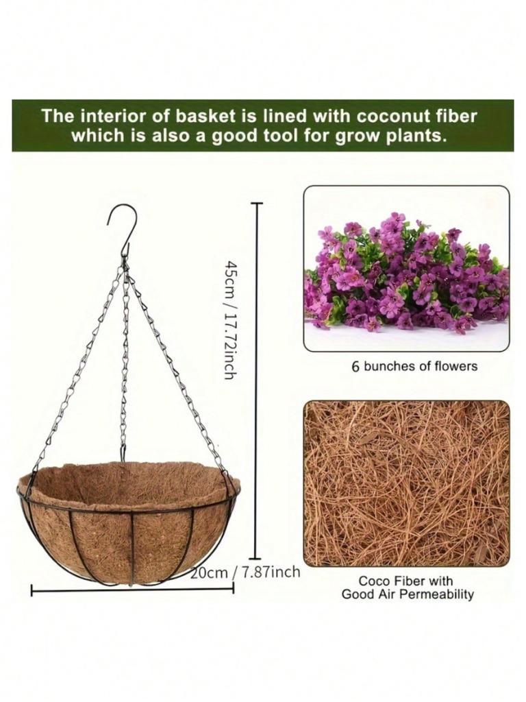 Indoor and Outdoor Artificial Daisies Hanging Flower Basket Decoration - Aesthetic Room and Garden Decoration 6 Pieces 1 Set