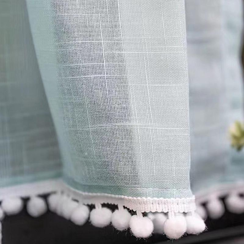 Светло-синяя оконная штора в мягких синих тонах Долговечность Полиэстер для Кухонь и Кафе Элегантная и Пропускающая воздух Штора для Кафе