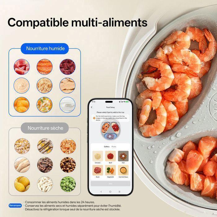 UBPET Distributeur automatique de croquettes, avec application,compatible avec chiens et chats–Se conserve frais pendant 24heures