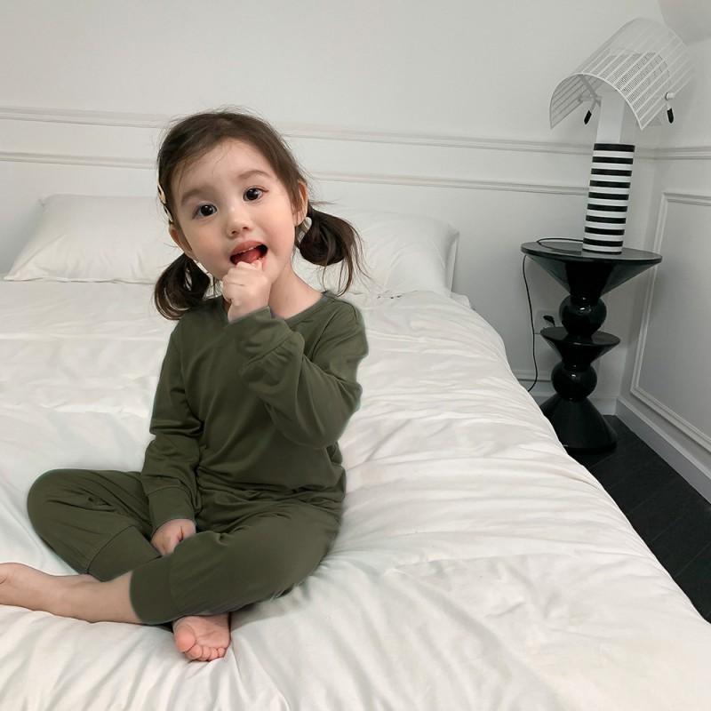 Kids High Waist Pajama Set Soft Modal Loungewear Boys Girls 80-140cm